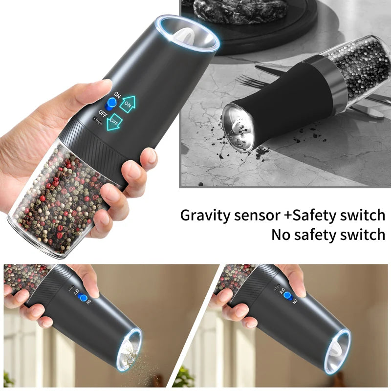 Rechargeable Automatic Salt and Pepper Grinder Set Portable Electric Pepper Mill Electric Salt and Pepper Grinder
