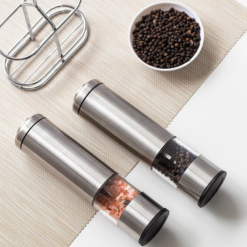 Kitchen Supplies Stainless Steel Electric Pepper Grinder Black Peppercorns Automatic Grinding Bottle Household Pepper Grinder