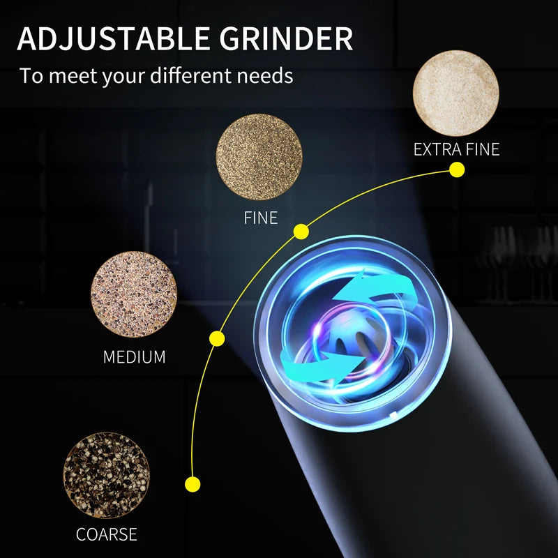 Rechargeable Automatic Salt and Pepper Grinder Set Portable Electric Pepper Mill Electric Salt and Pepper Grinder