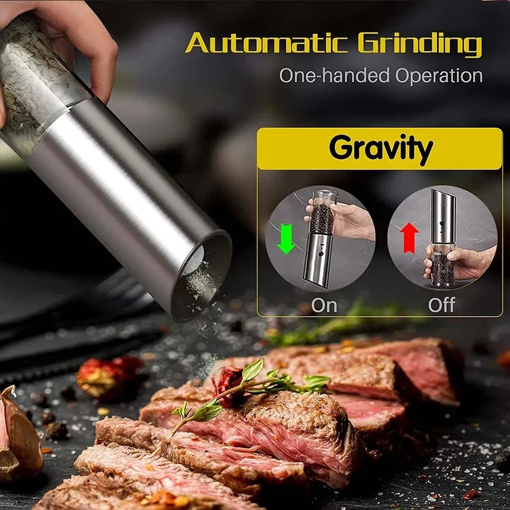 ZaiXiao Electric Salt and Pepper Grinder USB Rechargeable Eletric Pepper Mill Shakers Automatic Spice Steel Machine Kitchen Tool