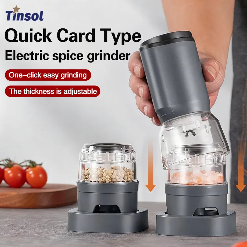 TINSOL multifunctional electric grinder adjustable coarseness, household spice grinder for Sichuan pepper sea salt, and pepper